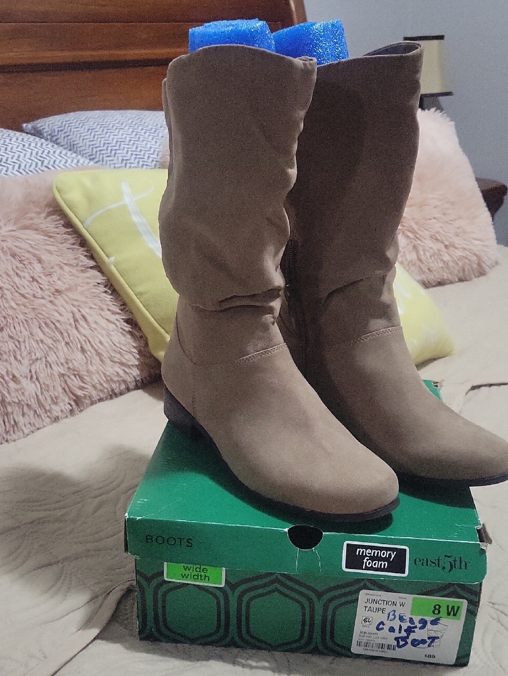 East 5th Taupe Mid-Calf Slouch Boots 8W